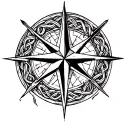 nautical star compass rose with cetic knot pattern tattoo design idea