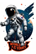 "The World Is Yours" astronaut floating in space tattoo design idea