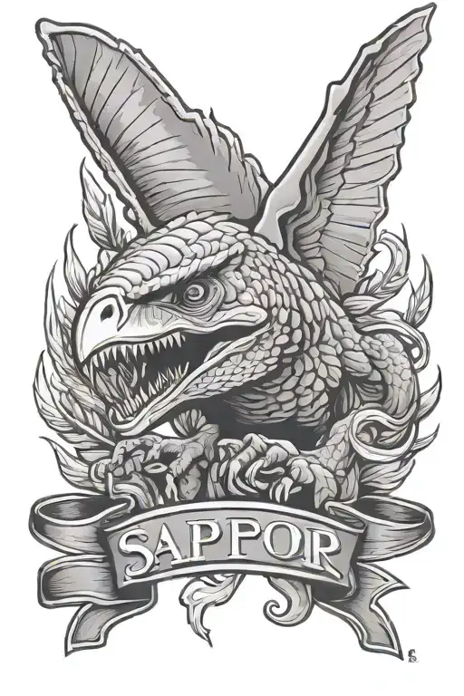 Lettering A S F 22 Raptor tattoo design idea