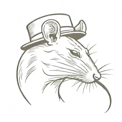 rat smoking cigarette with defective hat on  tattoo design idea