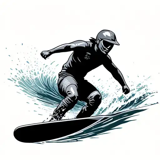 wakeboarding silhouette tattoo design idea