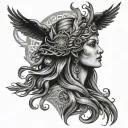 Hecate goddess & Phoenix tattoo design idea