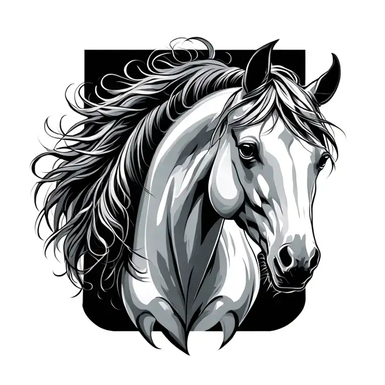 healing heart horse tattoo design idea