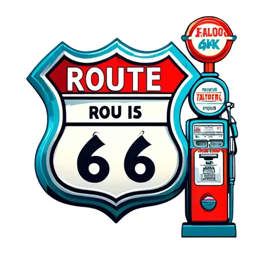 route 66 sign with gas pump tattoo design idea