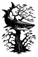 do a poison tree combined or connected to a shark. make the shark be as simple as possible barely any details tattoo design idea
