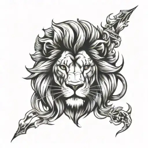 human want the fire a lion head tattoo design idea