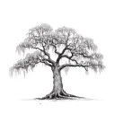 realistic live oak tree with Spanish moss tattoo design idea