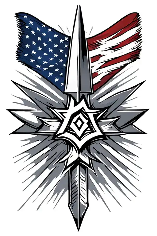 Ukrainian trident, Jewish star, cross, American flag tattoo design idea