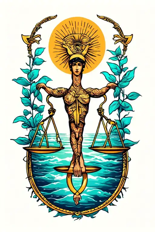 libra and aquarius zodiac sign tattoo design idea