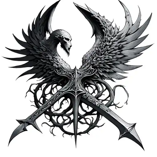 Excalibur and yggdrasil tattoo design idea