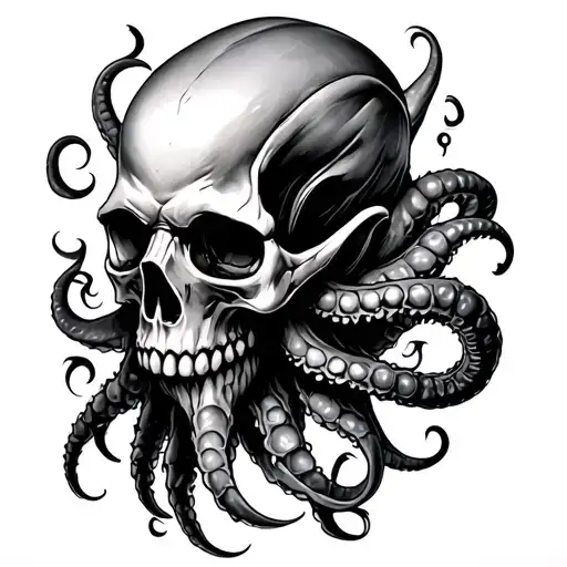 shoulder cthulhu skull tentacle tattoo design idea