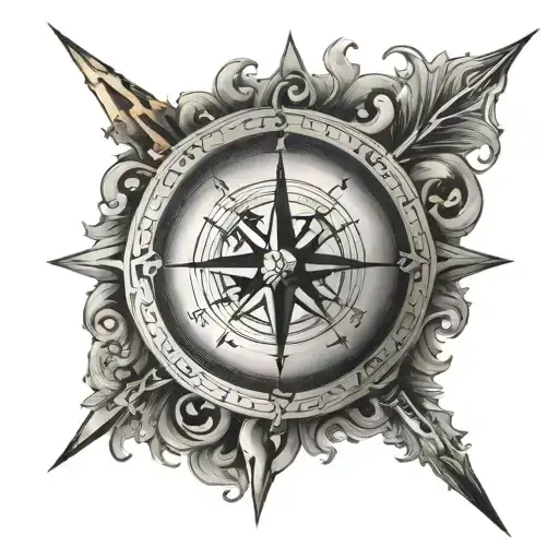 nordic compass tattoo design idea
