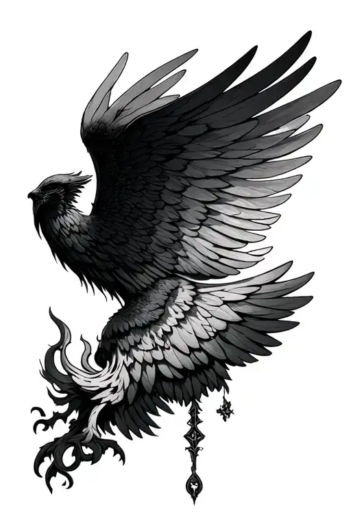 winged inscet funeral pyre sleep token tattoo design idea