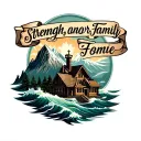 strength, honor, family Catholic faith home Rocky Mountains Atlantic Ocean tattoo design idea