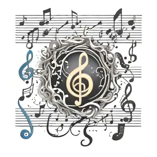 music notes gaming sound peace and trouble life and death all merged together in a image that resonate with money tattoo design idea