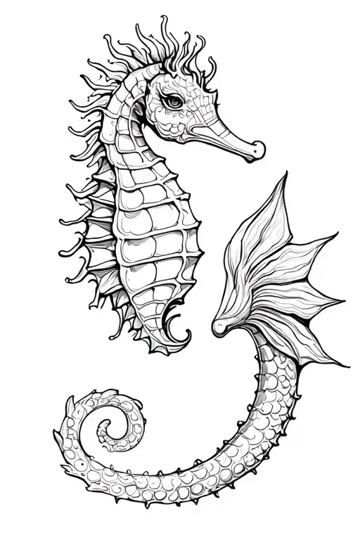 seahorse like mermaid tattoo design idea