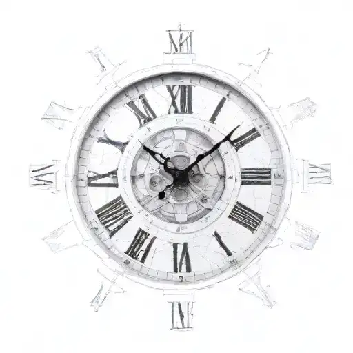 broken Roman numeral clock tattoo design idea