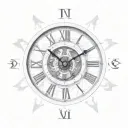 broken Roman numeral clock tattoo design idea