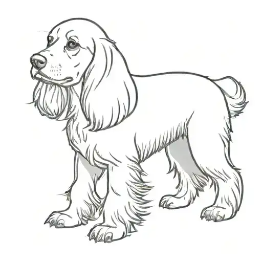 very thin outline without details of a cocker spaniel dog tattoo design idea