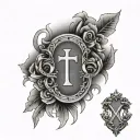 roman numerals with tombstone tattoo design idea