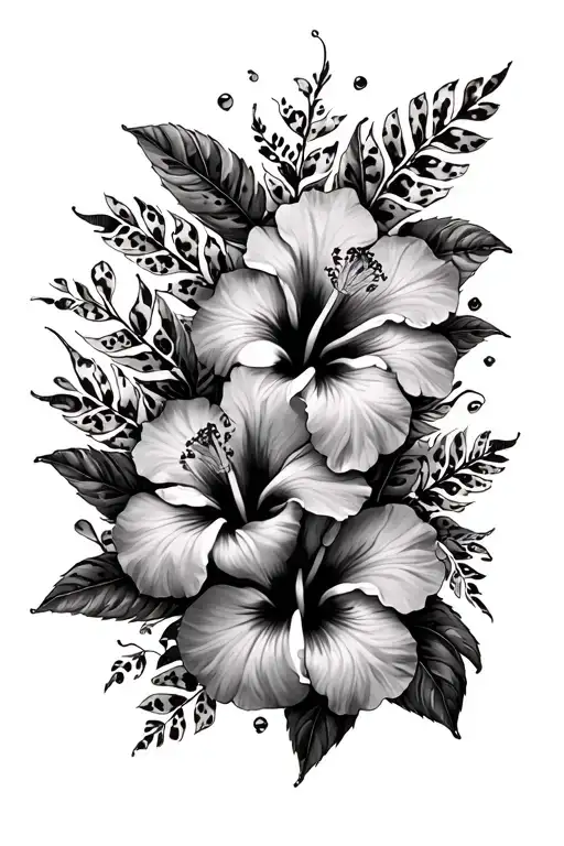 hibiscus flowers with cheetah print and w.a.y.s tattoo design idea