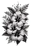 hibiscus flowers with cheetah print and w.a.y.s tattoo design idea