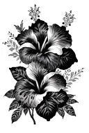 hibiscus flowers with cheetah print and w.a.y.s tattoo design idea