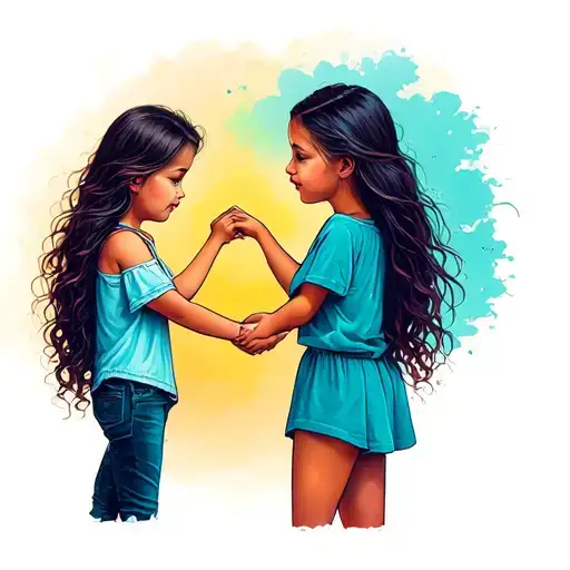 mom and bad daughter holding hands cute girl tattoo design idea