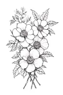 geranium honeysuckle camelia and flower bouquet tattoo design idea