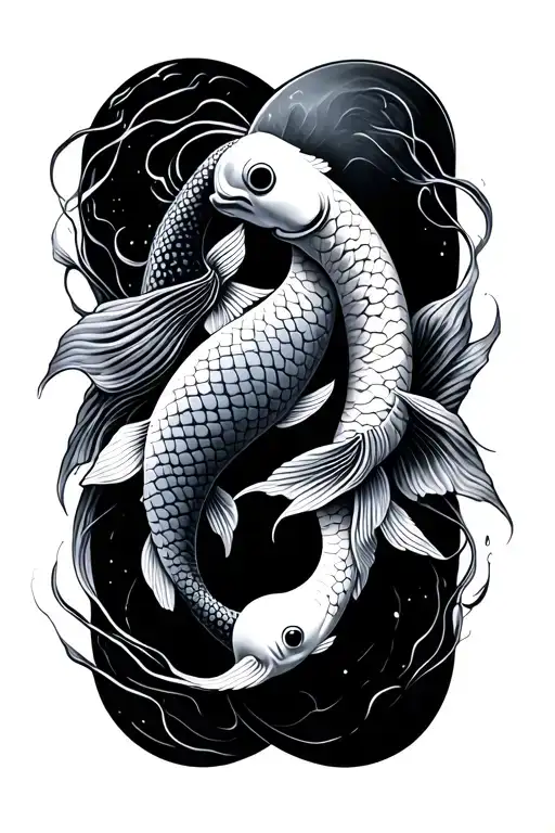 koi fish yin yang ouroboros tattoo design idea