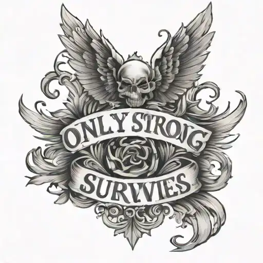 only the strong survives chest tattoos font  tattoo design idea