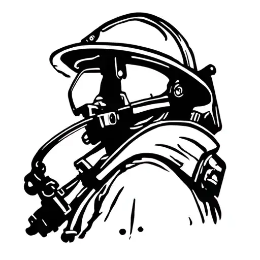 fireman silhouette, Smokey and simple background tattoo design idea