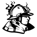 fireman silhouette, Smokey and simple background tattoo design idea