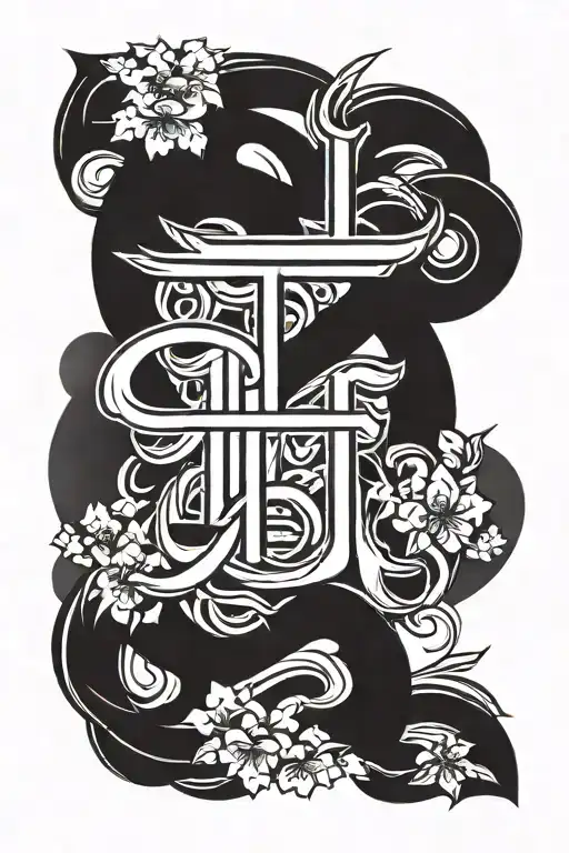 minimalist word Jesus in chinese letters tattoo design idea