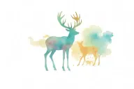 stag, deer and fox surrounded tattoo design idea