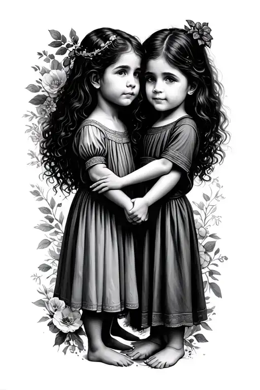 children holding hands tattoo design idea