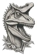 carnotaurus with glasses tattoo design idea