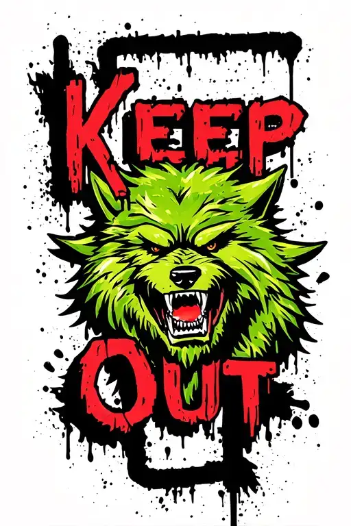 "Keep Out" werewolf tattoo design idea
