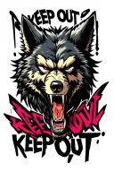 "Keep Out" werewolf tattoo design idea