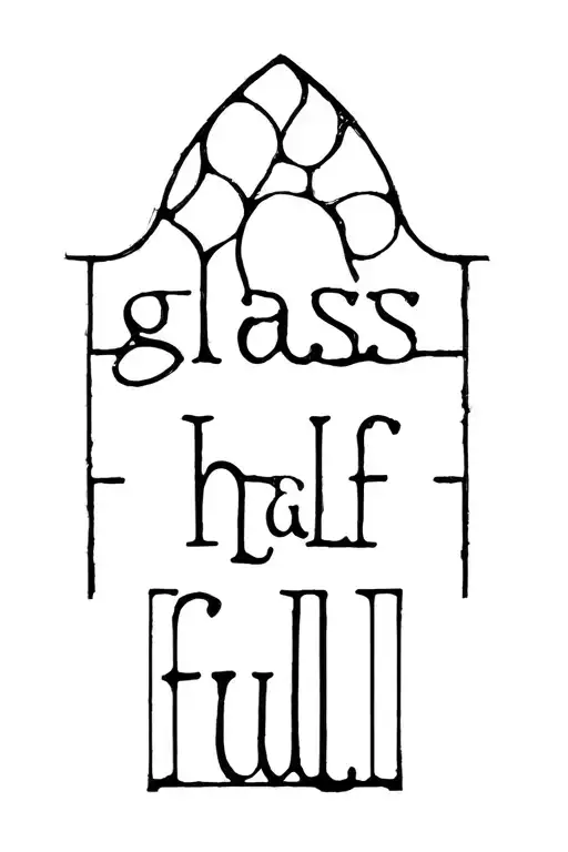 "Glass half full" stained glass window tattoo design idea