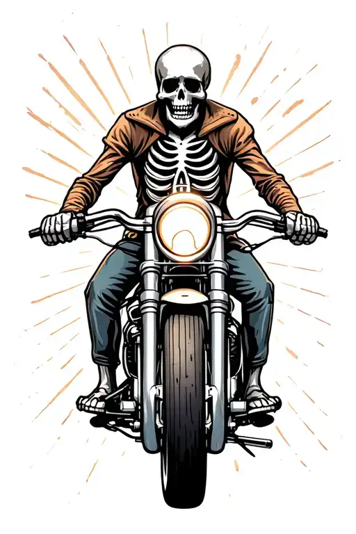 skeleton riding a motorcycle tattoo design idea