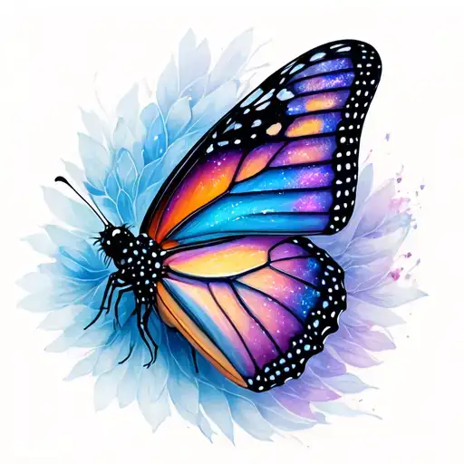 galaxy monarch butterfly tattoo design idea