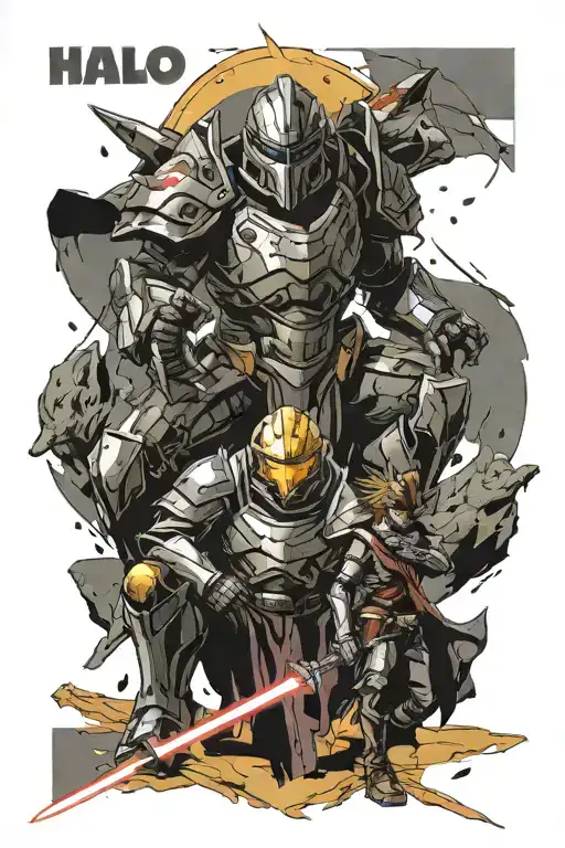 Halo games, Diablo games, star wars, Dragonball z, The Elder Scrolls games, Dark souls, Elden Ring, D&D, one piece tattoo design idea