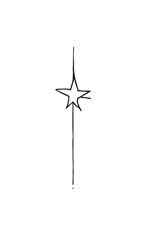 vertically long simple shooting star tattoo design idea
