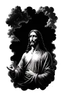 jesus with clouds tattoo design idea