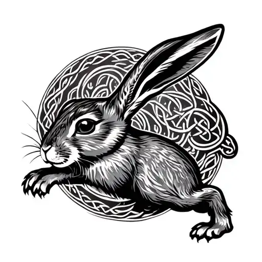 Celtic running rabbit tattoo design idea