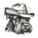 black schnauzer with cowgirl hat and brown eyes tattoo design idea