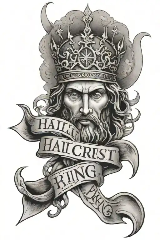 hebrew text Hail Christ The King tattoo design idea