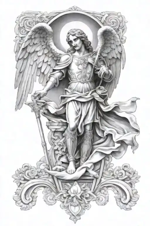 st michael the archangel with mother of perpetual help tattoo design idea