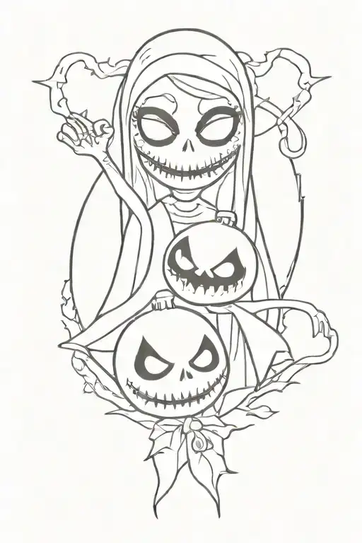 nighmare before christmas jack, sally, zero, oogie boogie tattoo design idea